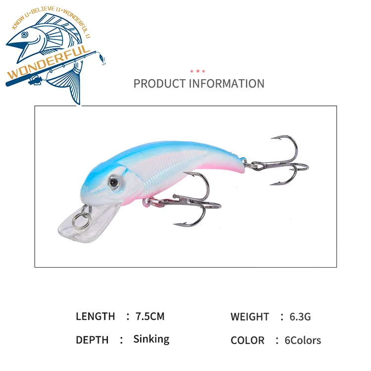 Simulation Bionic Plastic Deep Diving Freshwater Long Casting Hard Wobbler Sinking Minnow Fish Lure