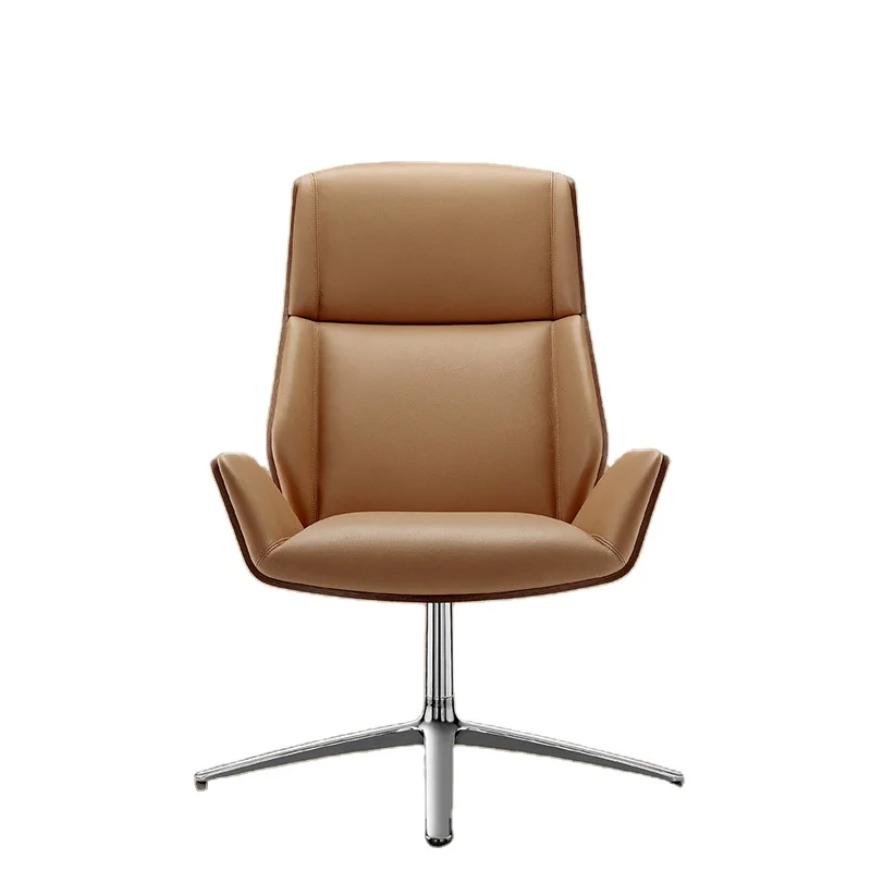 Luxury Leather Upholstery With Wooden Frame High Back Leisure Office Chair