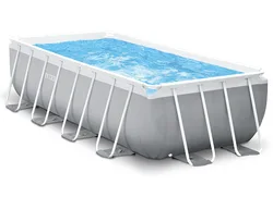 INTEX 26788 Family Rectangular Prism Frame Outdoor Above Ground Swimming Pool Set