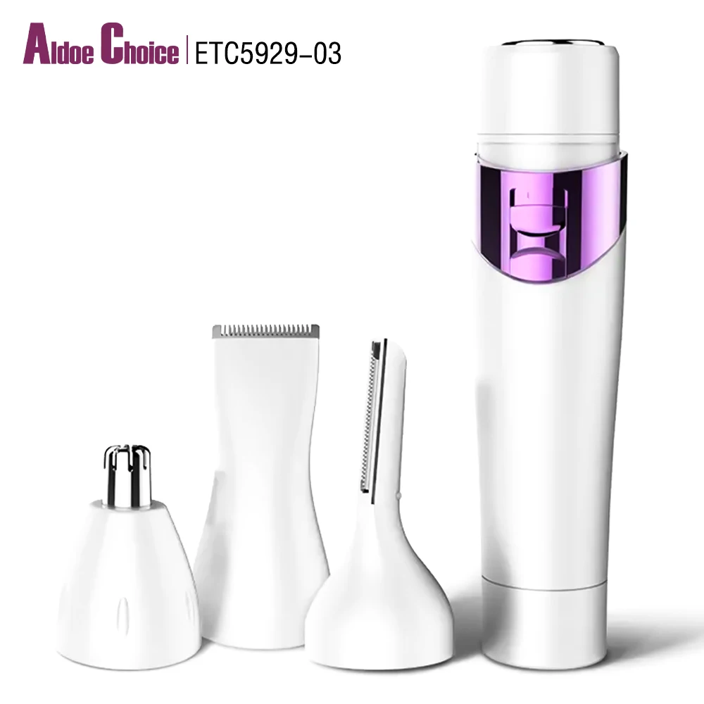 Готово к отправке, 4 в 1 уход за кожей лица Триммер для волос, триммер для волос, Эпилятор портативный мини электрическая бритва для женщин