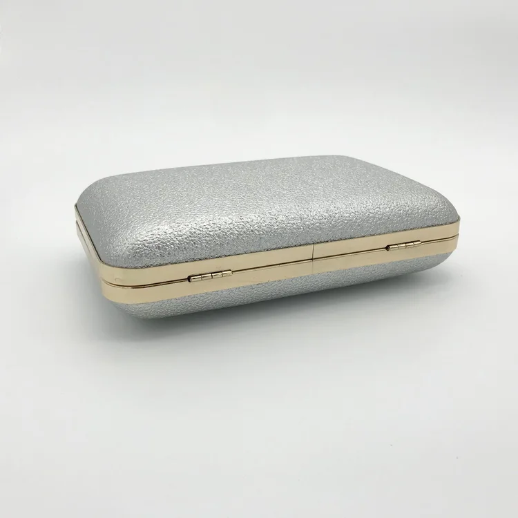 
Fancy Best Selling Style Vintage Purse Handmade Silver Shiny PU Leather Clutch Bag With Metal Frame Women Evening Dress Bag 