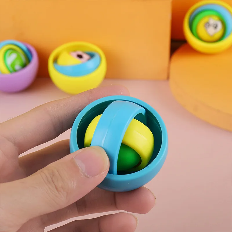 Newest Stress Relief 3D Infinite Flip Ball Plastic Fingertip Football Fidget Gyroscope Decompression Toys Sensory Spinner Cube