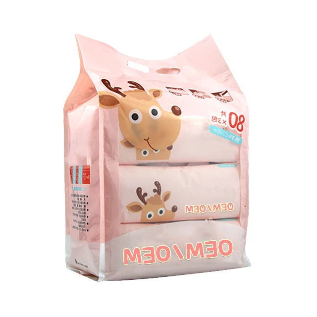 100Pcs Antibacterial No Chemical Disposable Biodegradable Bamboo Baby Wet Wipes With Aloe