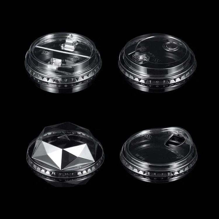 Plastic Bubble Tea Clear Cup Lids Flat Dome Bear Lids Covers