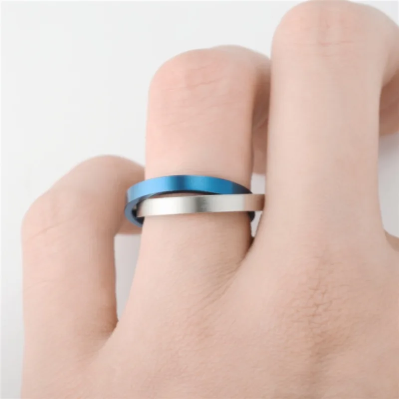 fashion stress reliever double finger mens titanium rings