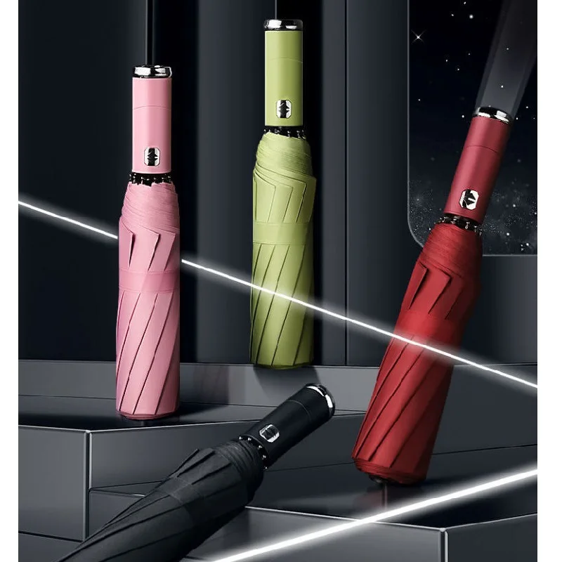 High Class Wholesale Windproof Folding Automatic Open Close Luxury Led auto Umbrella