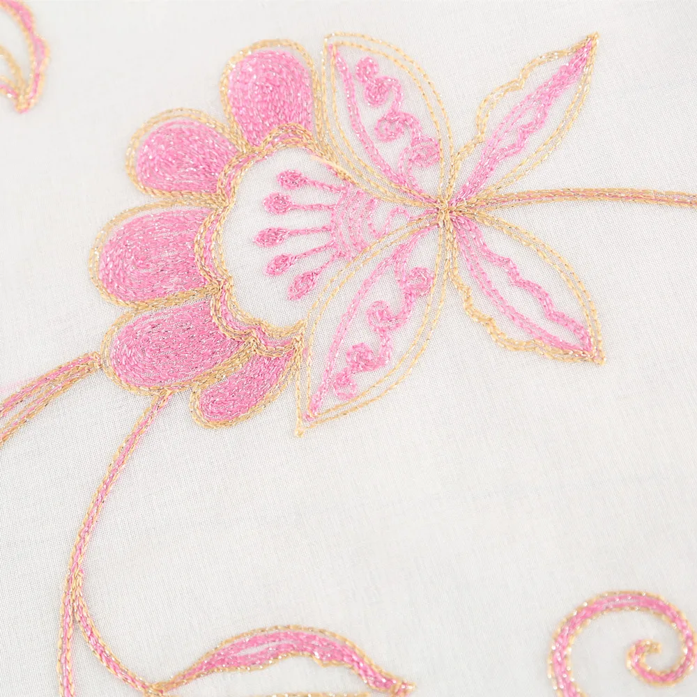 Double layer luxury rod pocket curtains valance attached pink&gold shiny embroidered thread peacock crown design for  bedroom