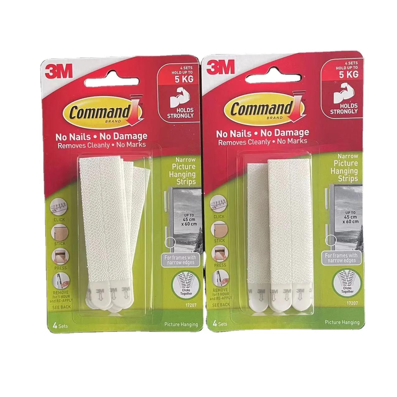 3M Command Narrow Picture Hanging Strips, White, 4-Pairs, Holds up to 12 lbs command 17207