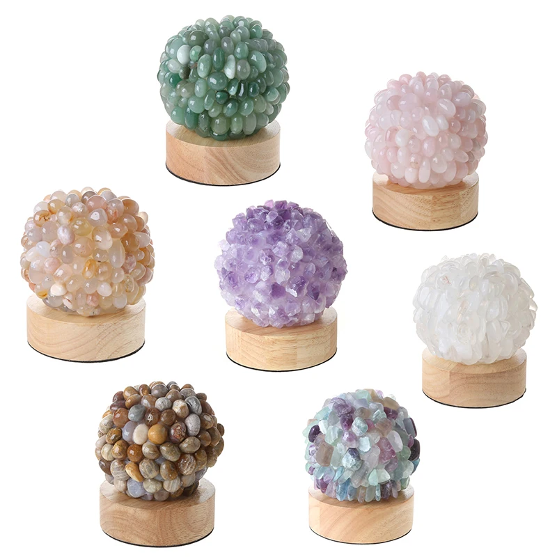 High Quality Gemstone Crafts Fengshui Crystal Lamp Luxury Natural Healing Crystal Jade Stone Table Lamp Light For Home