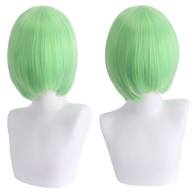 Anime Short Unisex Straight Fluffy Halloween Costume Hair Wig Ice Blue Wig for Cosplay Wig