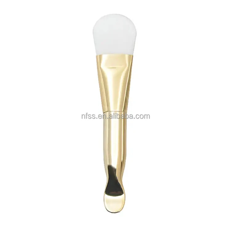 Wholesale Custom Hier Mini Dual Sided Mask Brushes Makeup Double End Plastic Fan Masking Brush And Cosmetic Spatula With  Logo