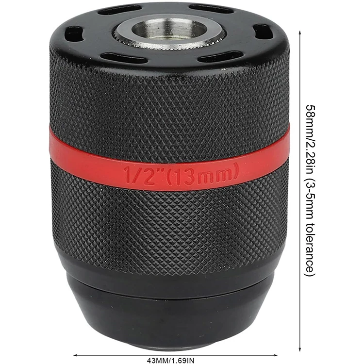 1 PCS Keyless Hand Drill Chuck, 1/2-20UNF Mount 2~13mm Self-tighten Drill Chuck Fit for Multiple Purposes