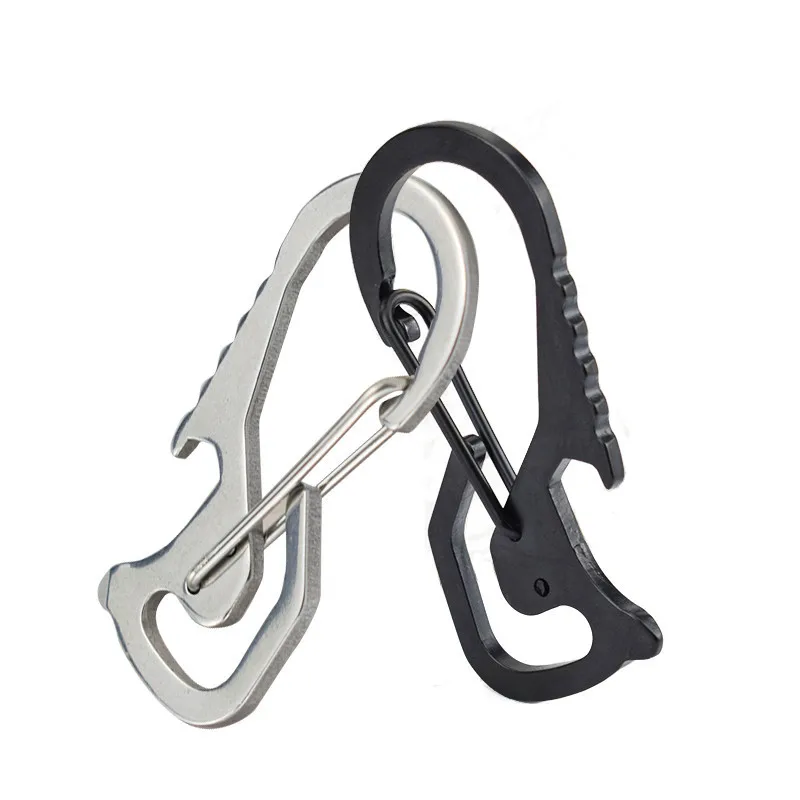 Stainless Steel EDC Tool Heavy Duty Keychain Carabiner Multifunctional EDC Key Clip with Bottle Opener Screwdriver