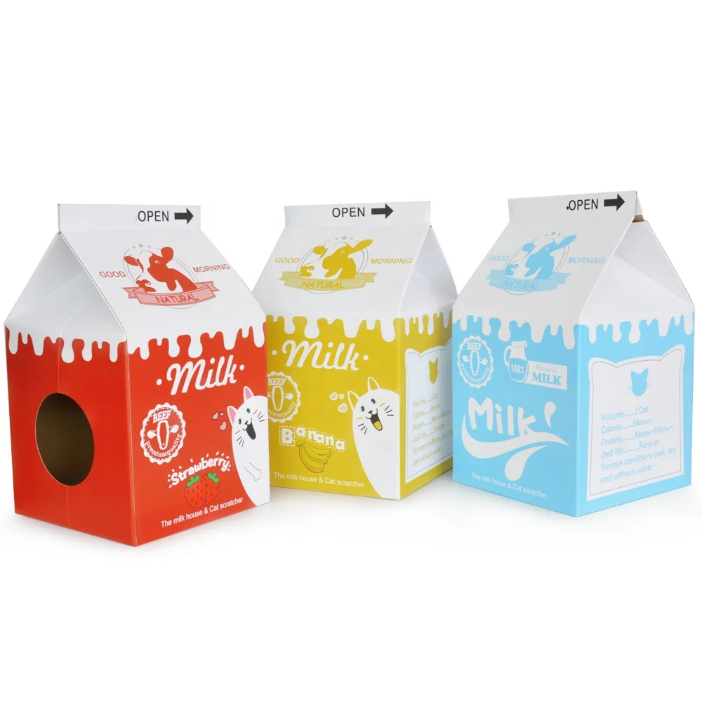Carton milk cat scratch house cat carton house