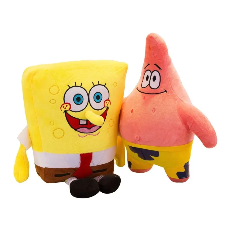 35cm High Quality Cute Soft Pink Patrick Yellow Sponge Bob Pillow Stuffed Plush Toy For Kids gift whole sell plush animal toys