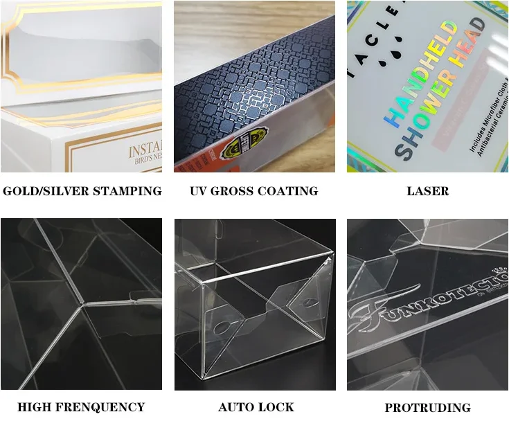 Hangable square acid free acetate transparent PVC PET Clear packaging gift plastic box