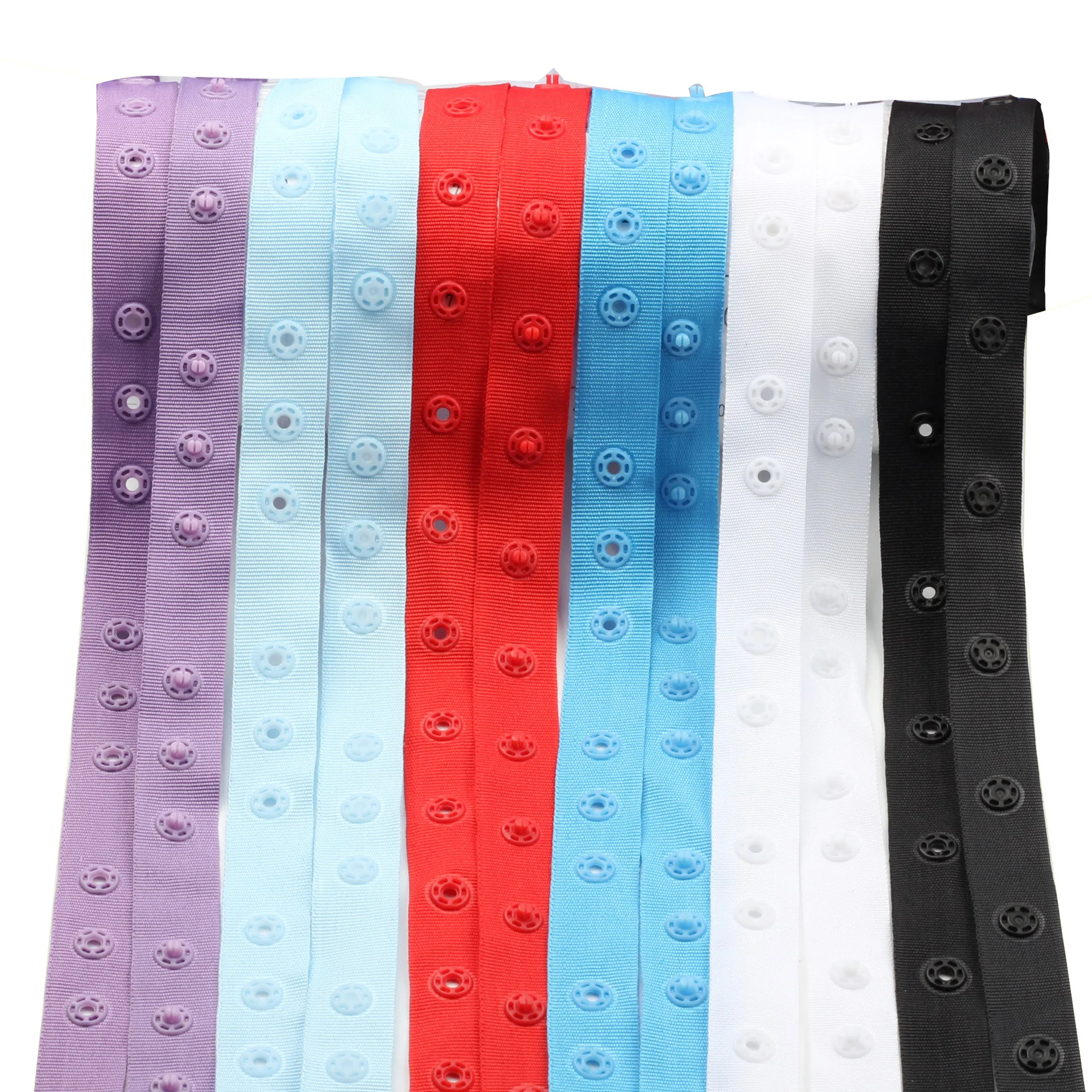 Stock snap tape plastic snap button colorful stock hook and snap tape