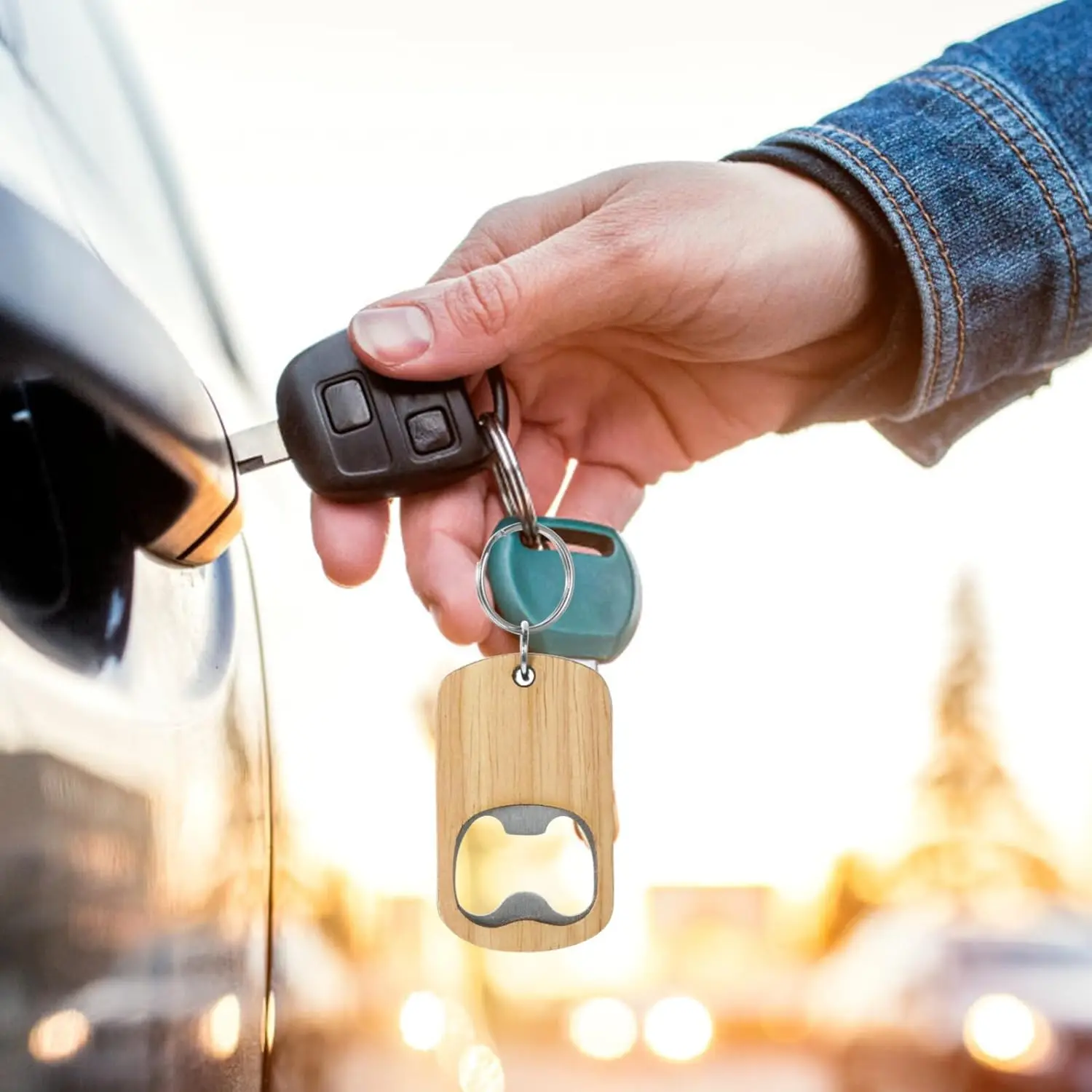 Portable Soda Beverage Opener Customized Jar Opener Keychain Wooden Beer Bottle Opener