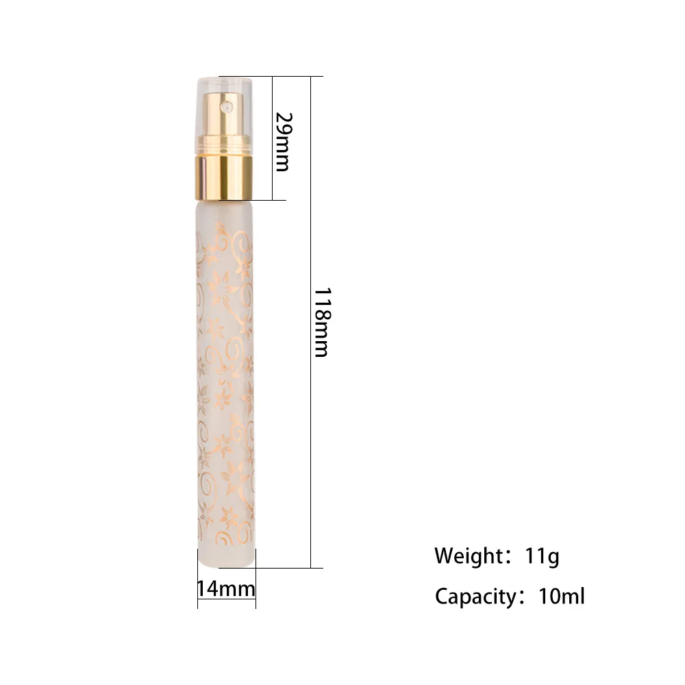 Manufacture Direct Wholesale 10ml Pocket Portable Flower Frosted Empty Spray Perfume Bottle Yiwu Glass PUMP Sprayer Screw Cap