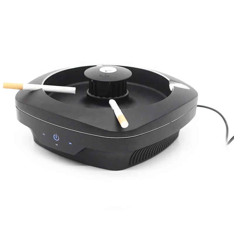 China New Unique Standing Portable Black Metal Aluminum ABS Smokeless Cigar Ashtray