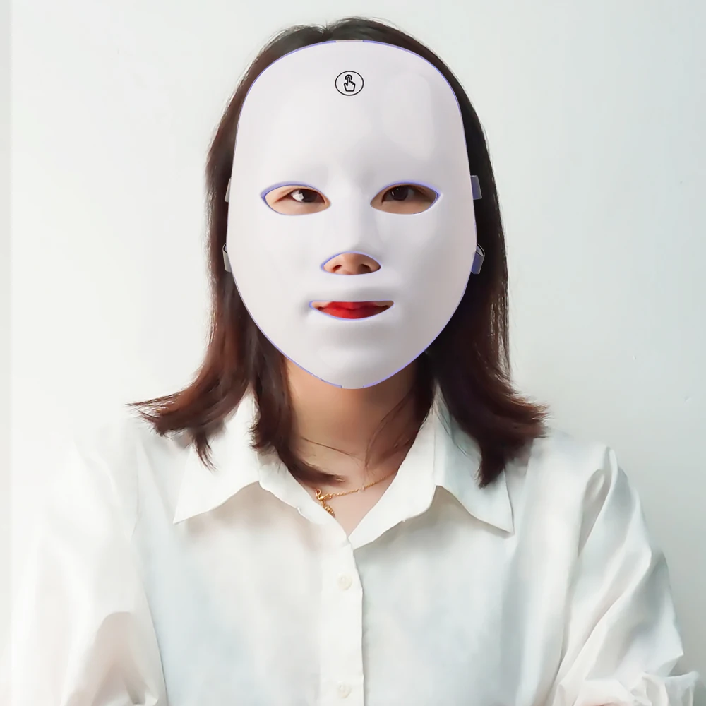 Rechargeable Facial Beauty Red Blue 7 Colors LED Photo Rejuvenation Therapy Face Skin Mask Device