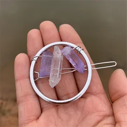 Round Purple Crystal Mermaid Crown Hair Jewelry Quartz Hoop Tiara Raw Headband Pangen Wedding Battette Bridal Hair Accessories