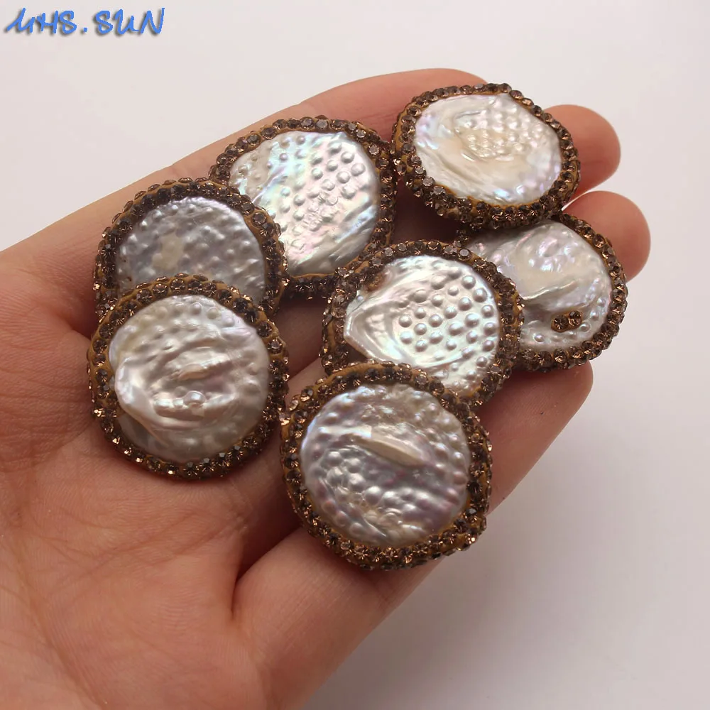 Vintage Freshwater Pearl Beads White Color Bohemia Style Irregular Round Rhinestone Pearl Beads For DIY Jewelry