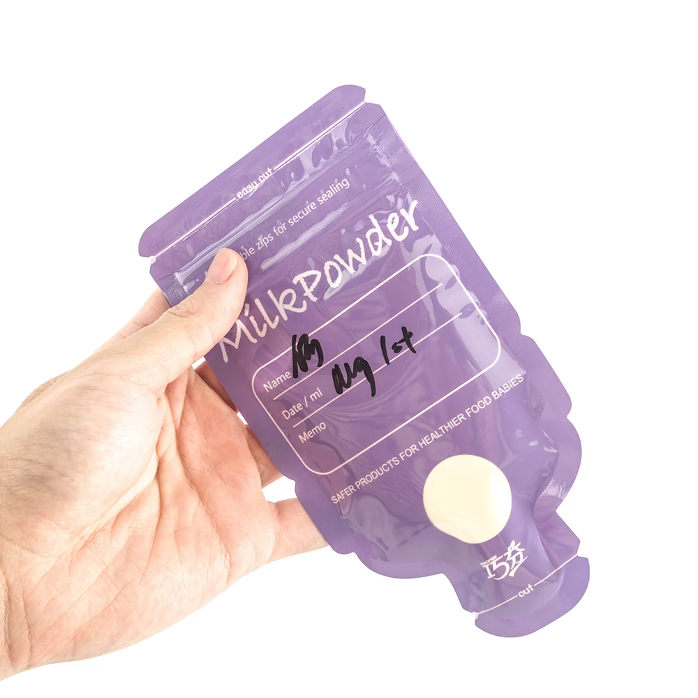 Custom Pre-Sealed Portable BPA Free Double Zipper Leak Proof Easy Tear Powdered Milk Storage Bag