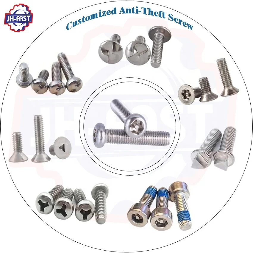 Custom m2 m3 m4 triangle one way security torx anti theft tamper proof resistant screw with pin anti-theft torx security screw