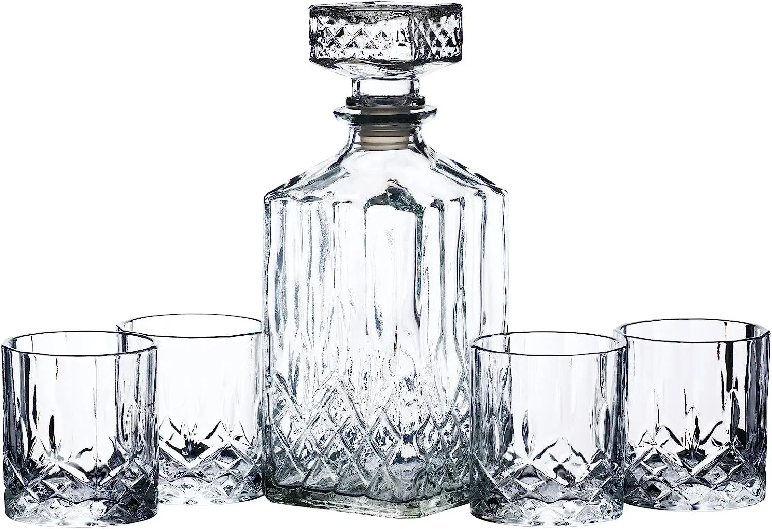 Factory Sell Best Price Wholesale Fashioned High Quality Crystal  Glass Whiskey Decanter And 4 Whiskey Glasses Set