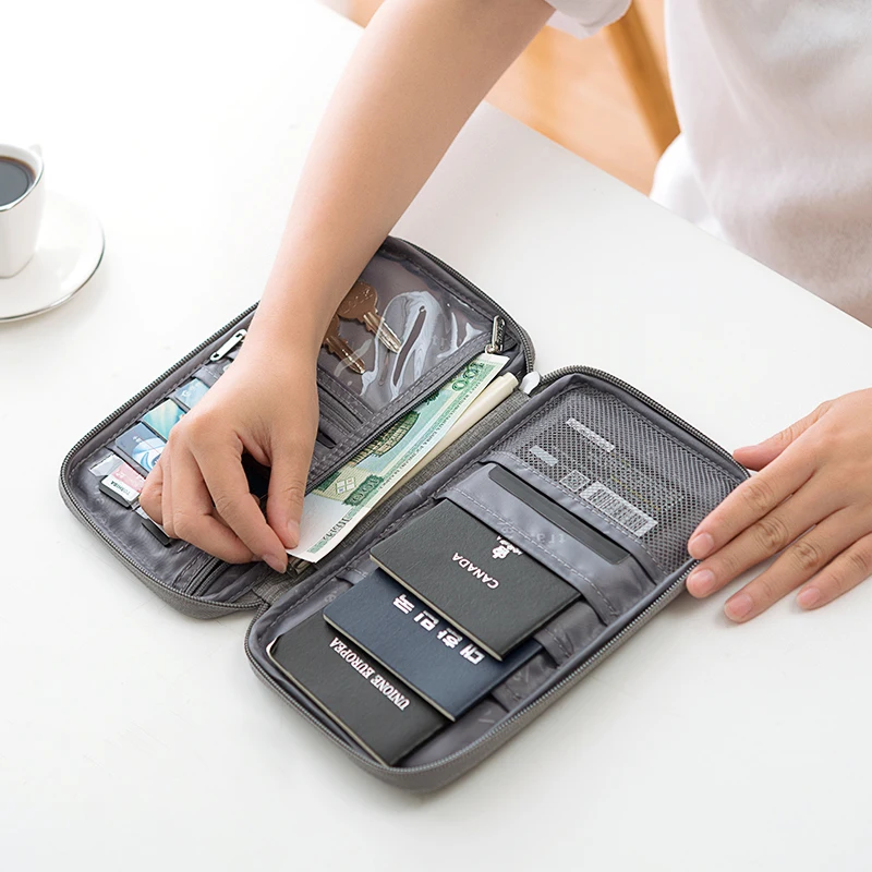 Custom Portable Polyester Waterproof Passport Cover Credit Travel Card Holder Organizer Wallet For Business