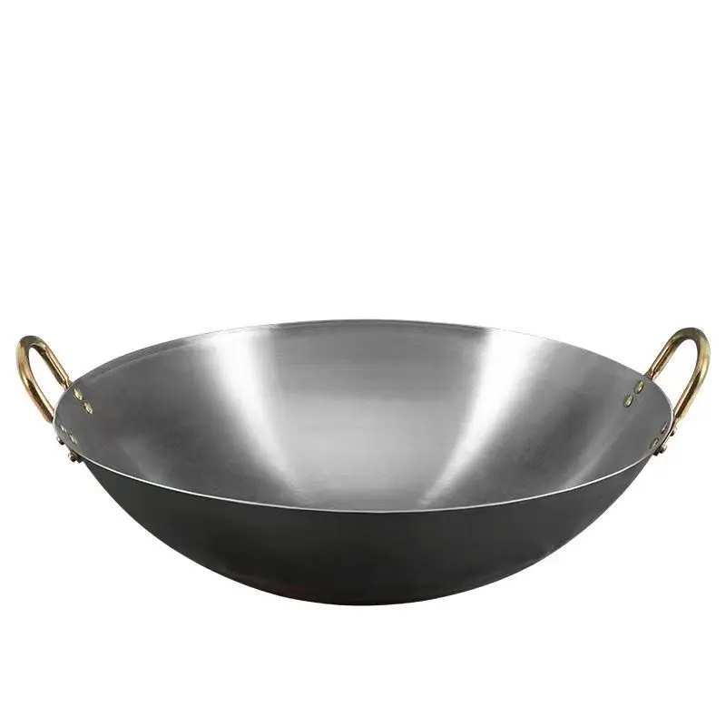 Оптовая продажа, кухонная утварь в традиционном китайском стиле для отеля, ресторана, жареный горшок для приготовления пищи, домашняя утюжок с двумя ушками без покрытия