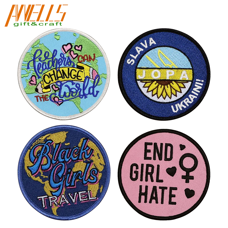 Factory Wholesale Custom Full Embroidery Sew On/Iron On Small Western Cowboy Hat Patches For Trucker Hats