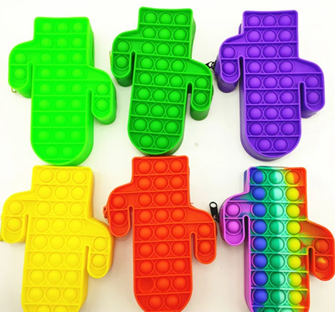 2021 Amazon  Hot Selling Stress Relief Cactus Pop Fidget Pencil Bag Zipper Push Bubbles  Pencil Case