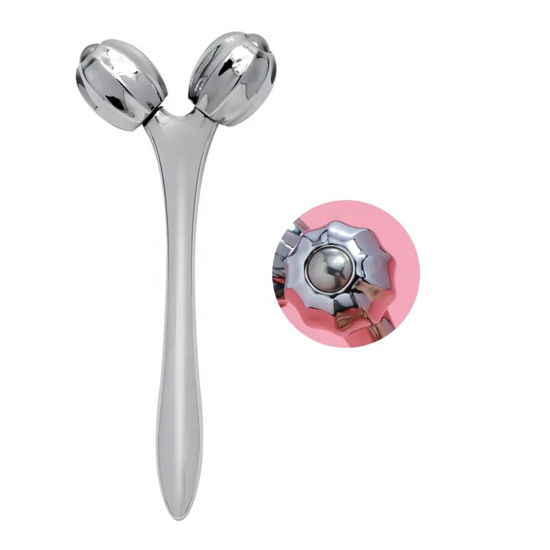 Wholesale V face lifting cosmetic massage handheld y shape facial 3d rolling massager with pumpkin balls