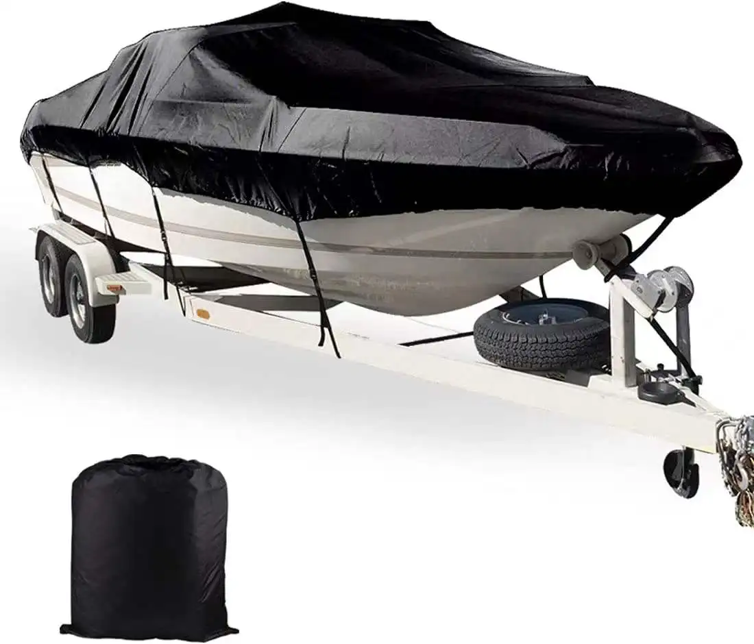 Heavy Duty 600D Marine Polyester Canvas Trailerable Waterproof Boat Cover