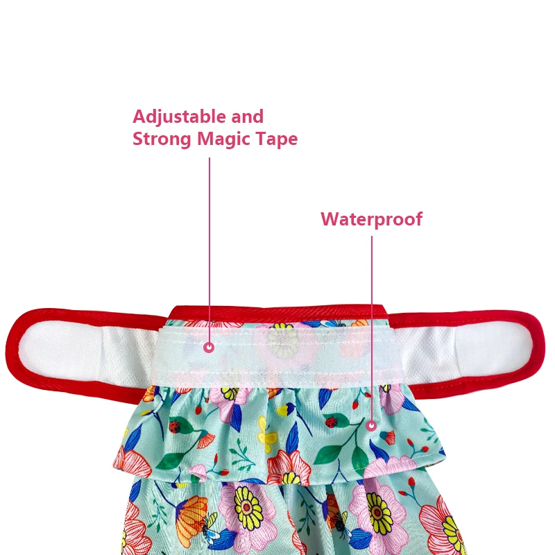 Female Dogs Reusable Diapers Adjusted Dog Underwear Cloth Pleated skirt style Pet Dog Diapers