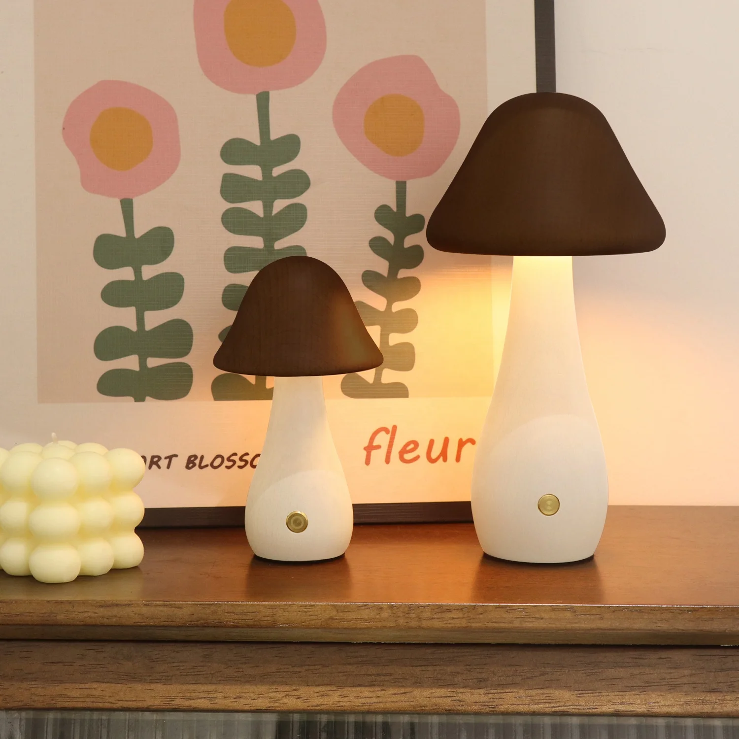 Mini Led Night Light Mushroom Bedroom Light Battery Mushroom Night Light With Touch Switch