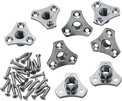 Screw-On Tee Nuts for Bolts and Stem Caster Wheels Threaded Inserts for Wood Working