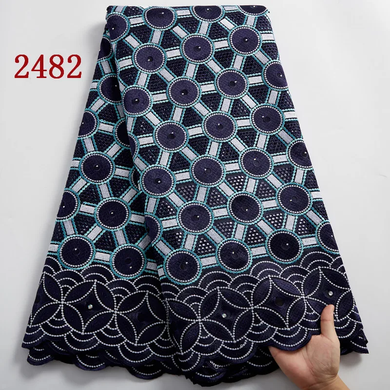 2482 оптовая продажа нигерийская хлопчатобумажная ткань с вышивкой африканская швейцарская кружевная для свадебного платья