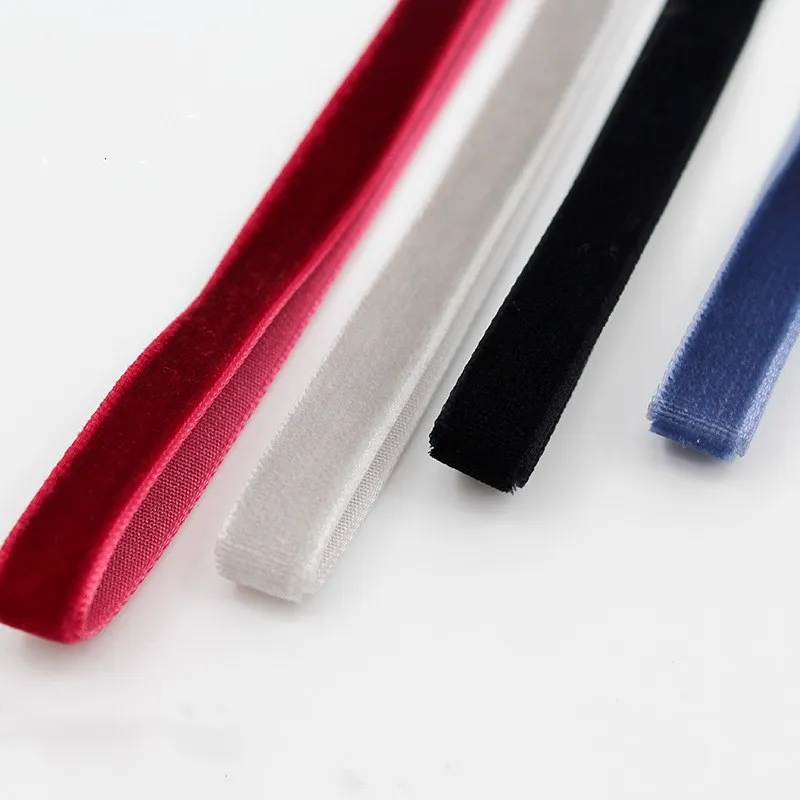 Factory Wholesale solid colour 3mm to 50mm wide super soft nylon velvet ribbon tape for textile accessory