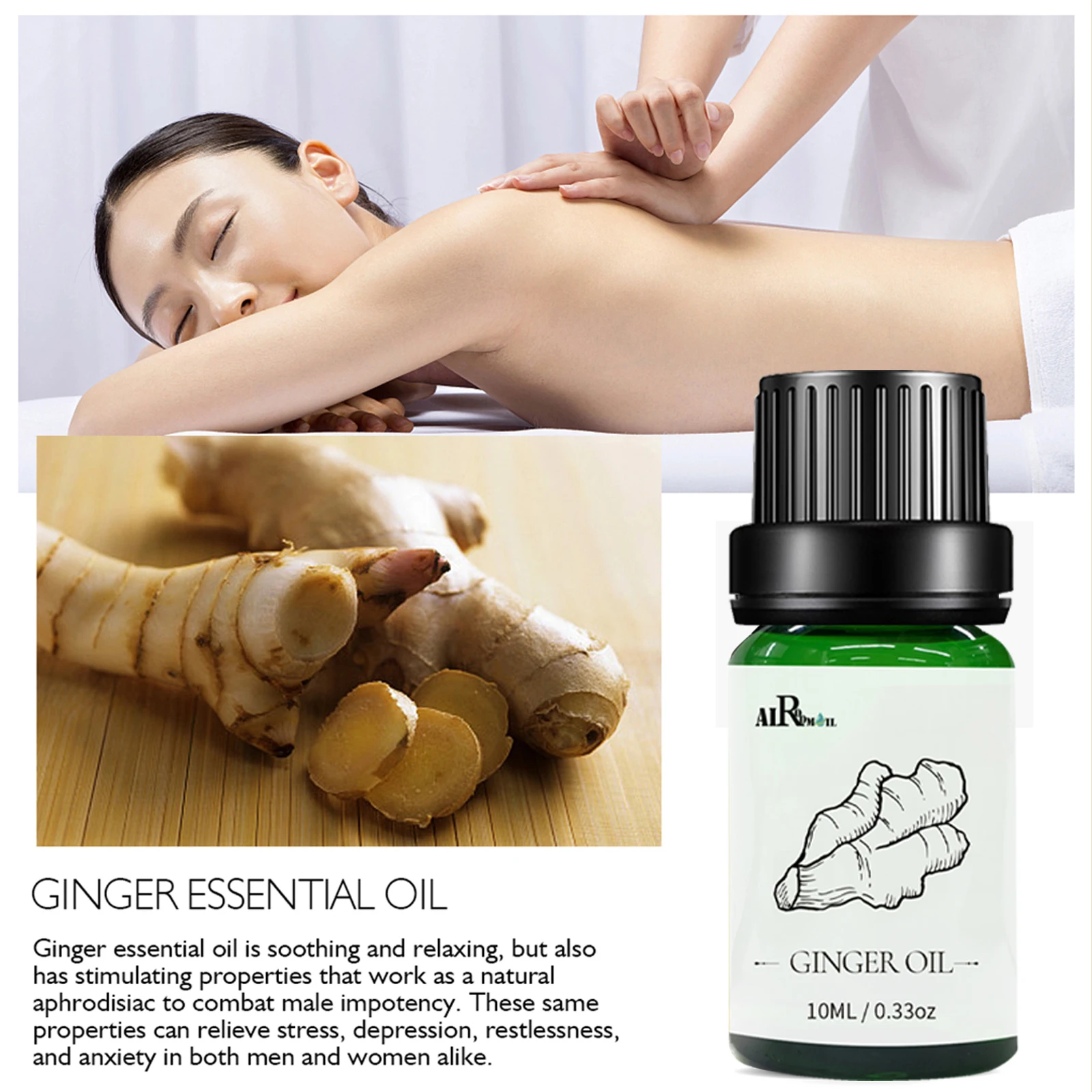 New ginger oil Ginger essential oil to remove abdominal fat body massage aromatherapy diffuser