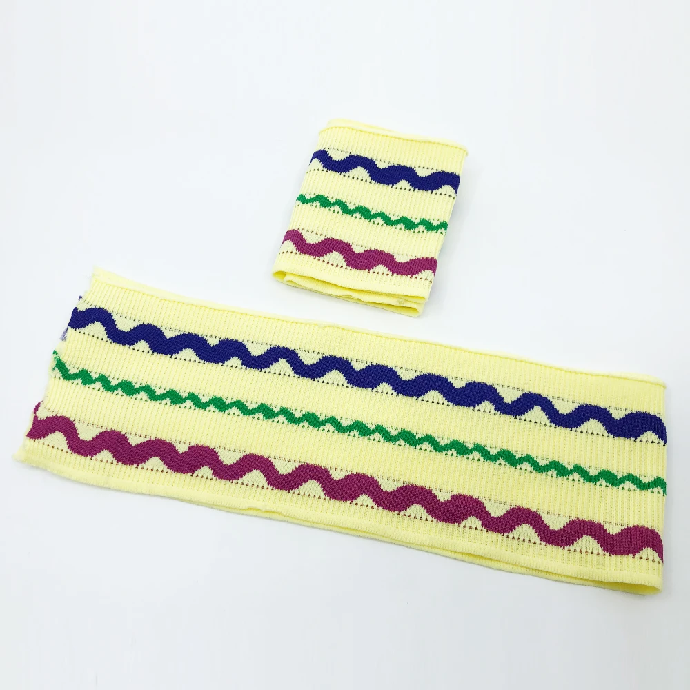
Customizable thread knitted with guard clothing, cuffs, bottom hem rib fabric ribbon stripe jacquard color 