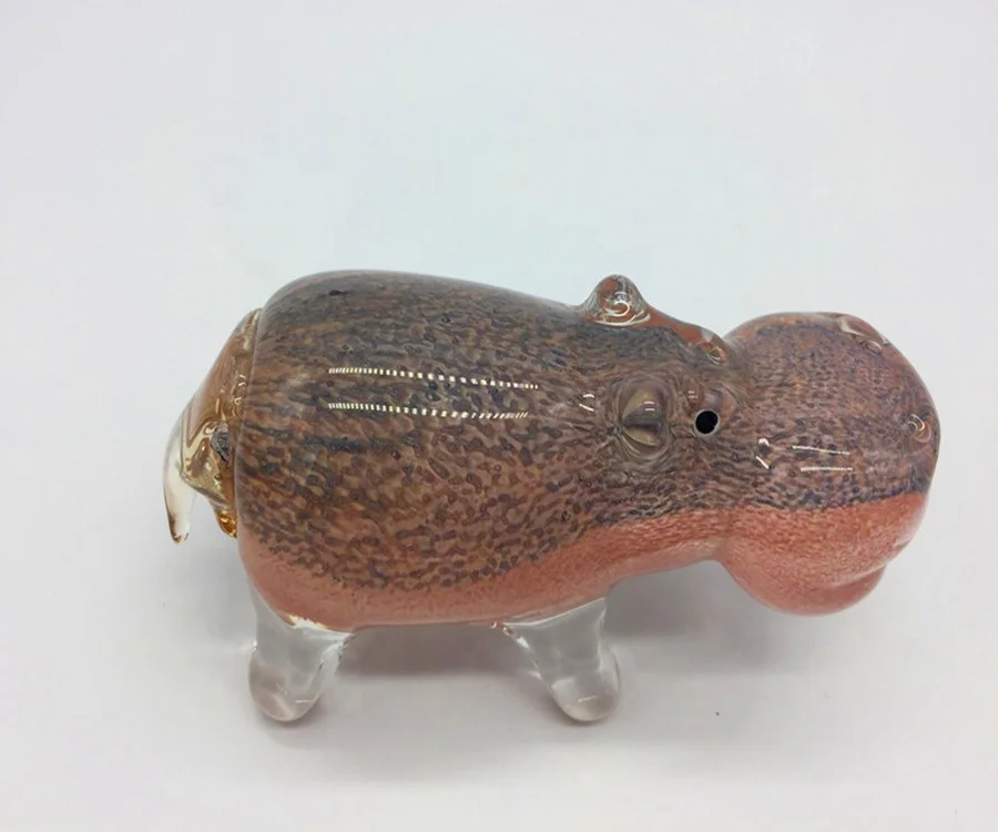 Antique small murano glass hippo figurines