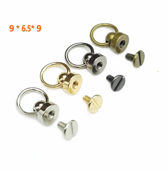 Leather Craft Metal Rivet Screws DIY Bag Accessories With Pull Ring Buckle for Purse/Phone Case Decoration