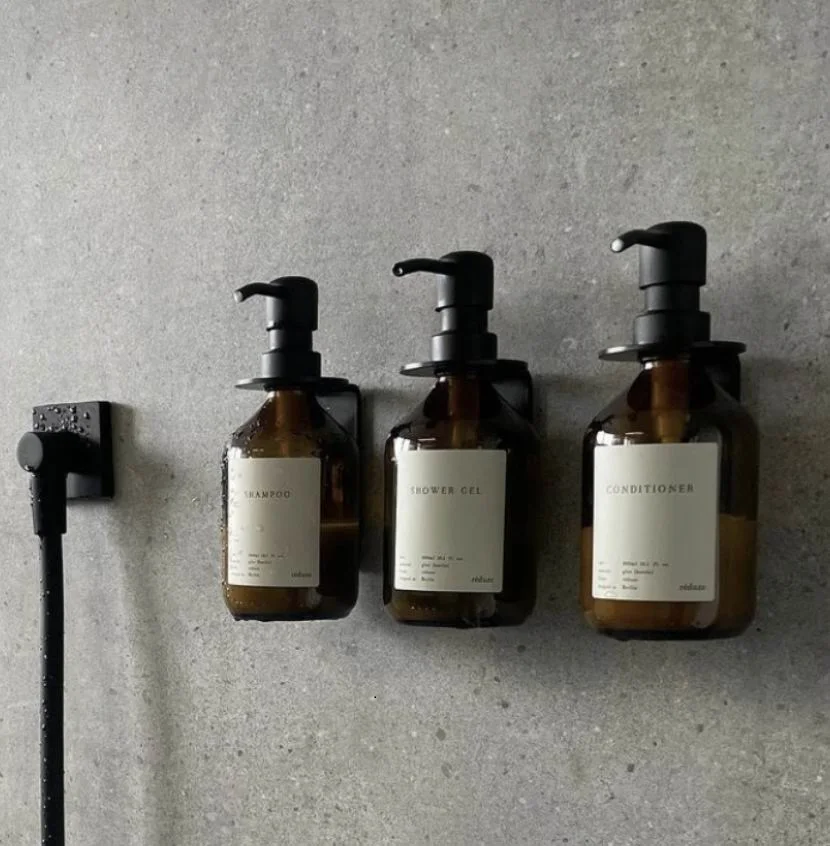 Holmine 304SS Screw Fixing glue Fixing nail free soap dispenser Holder and Wash Shelf Wall Mounted Bottle Bracket