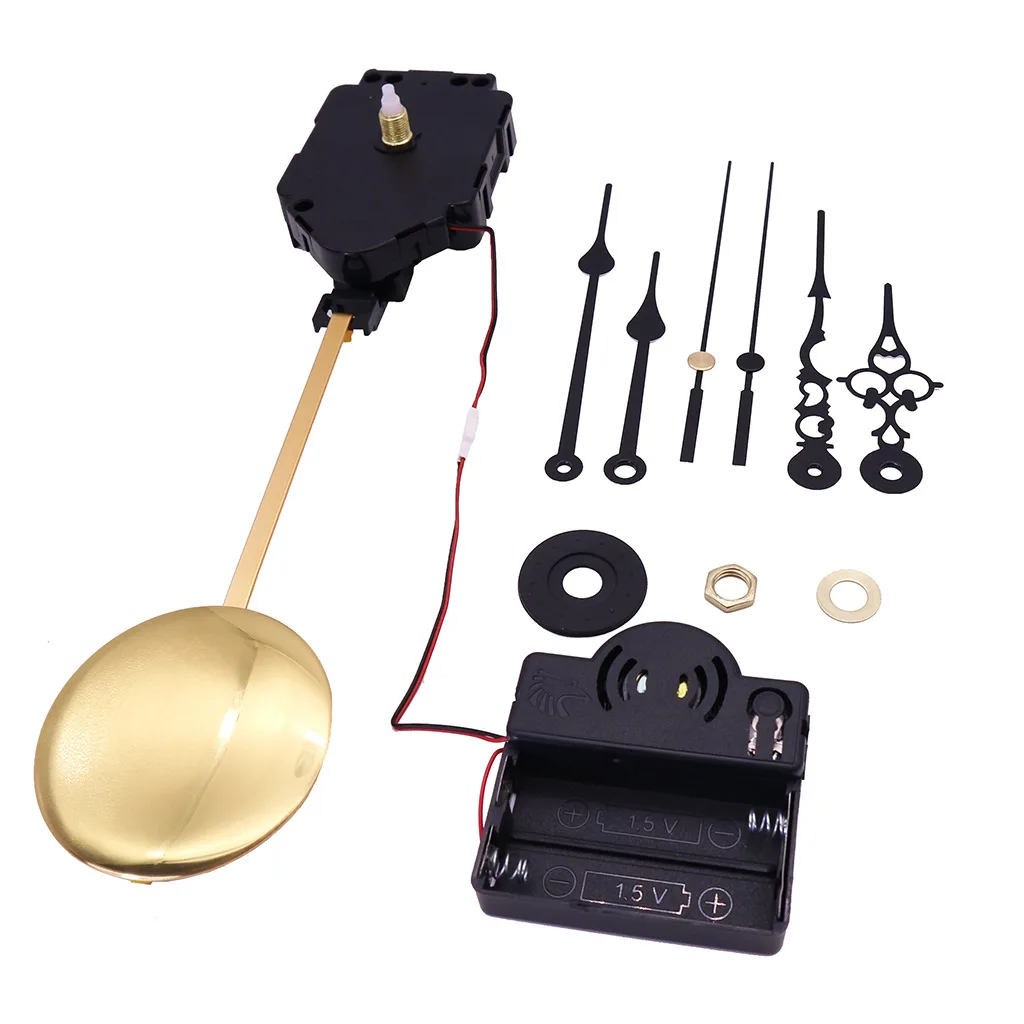 Pendulum clock movement with 3 set clock hands ,Pendulum gold bob