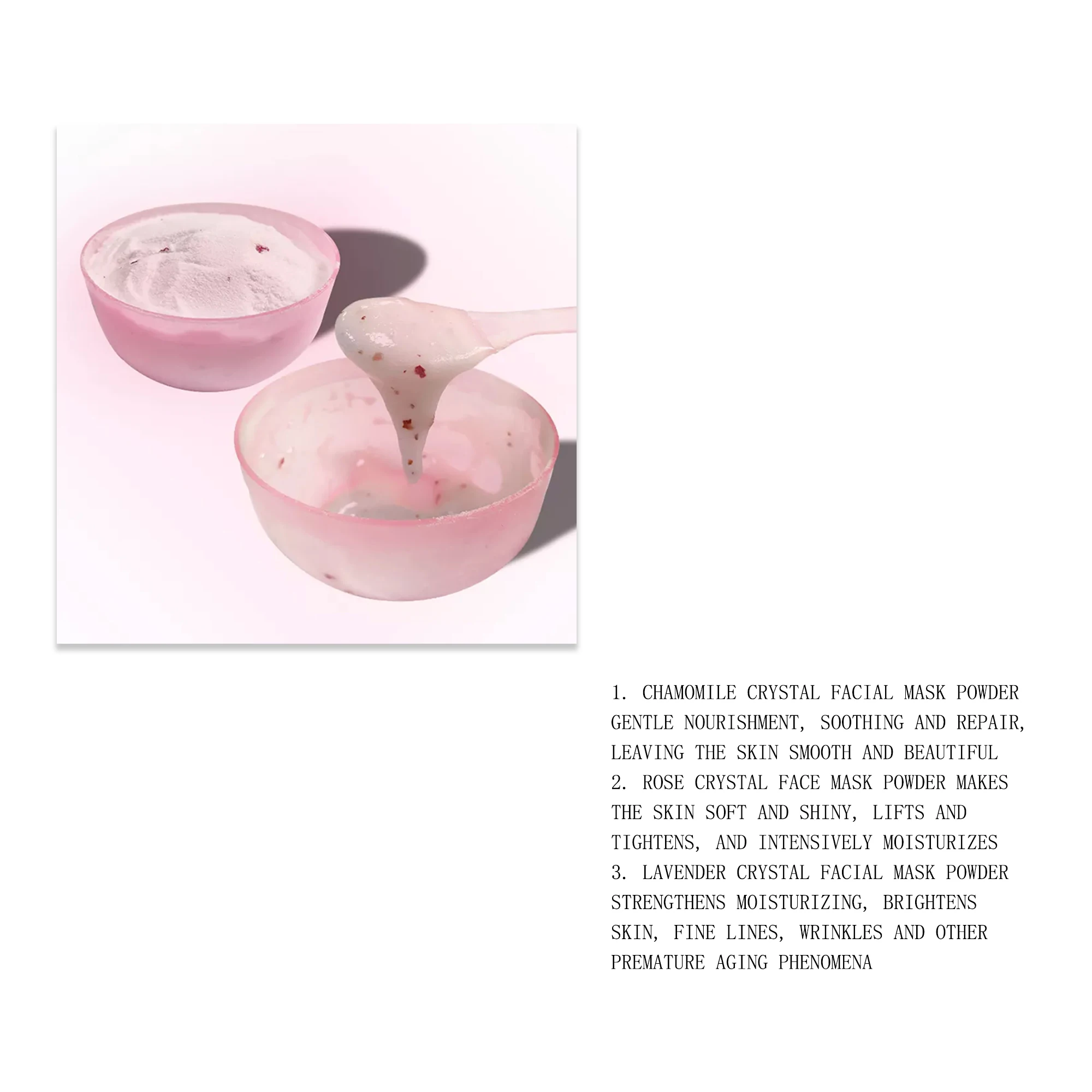 Hot sell crystal peel off powder Rubber Mask Spa Set custom logo derma brightening facial soft hydro jelly mask powder