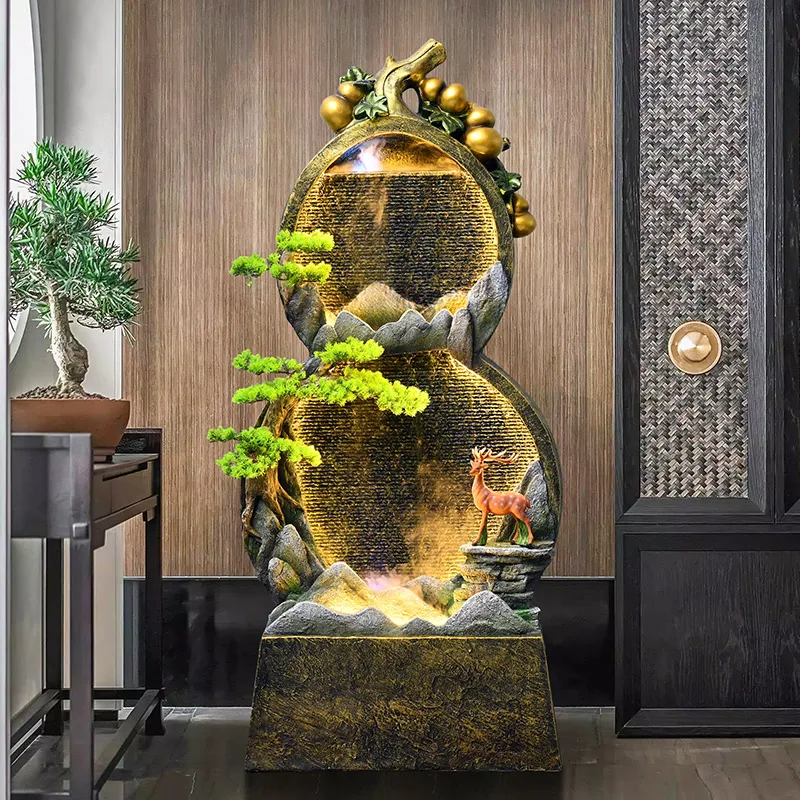 Chinese rockery gourd water circulation company opened gift fountain office porch lucky Feng Shui wheel ornaments
