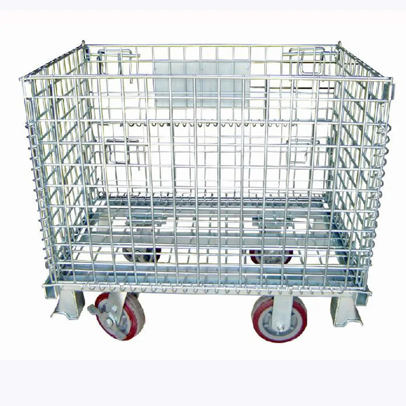 
warehouse customized stackable foldable stainless steel cage/wire mesh container 